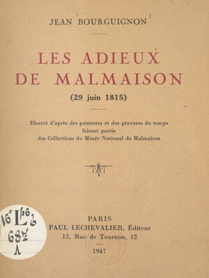cover image of Les adieux de Malmaison, 29 juin 1815